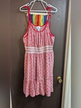 SWAK Pink Red Heart Print Summer Dress